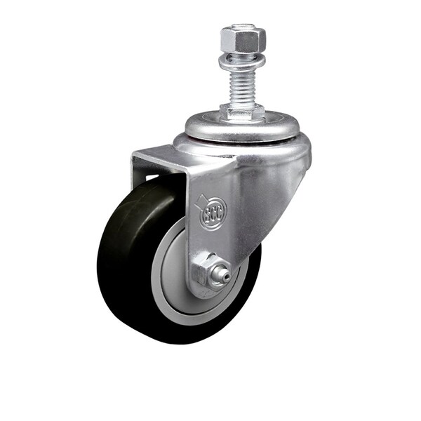 Service Caster 3'' Black Polyurethane Creeper Swivel 1/2'' Threaded Stem Caster CREE-SCC-TS20S314-PPUB-BLK-121315 - main